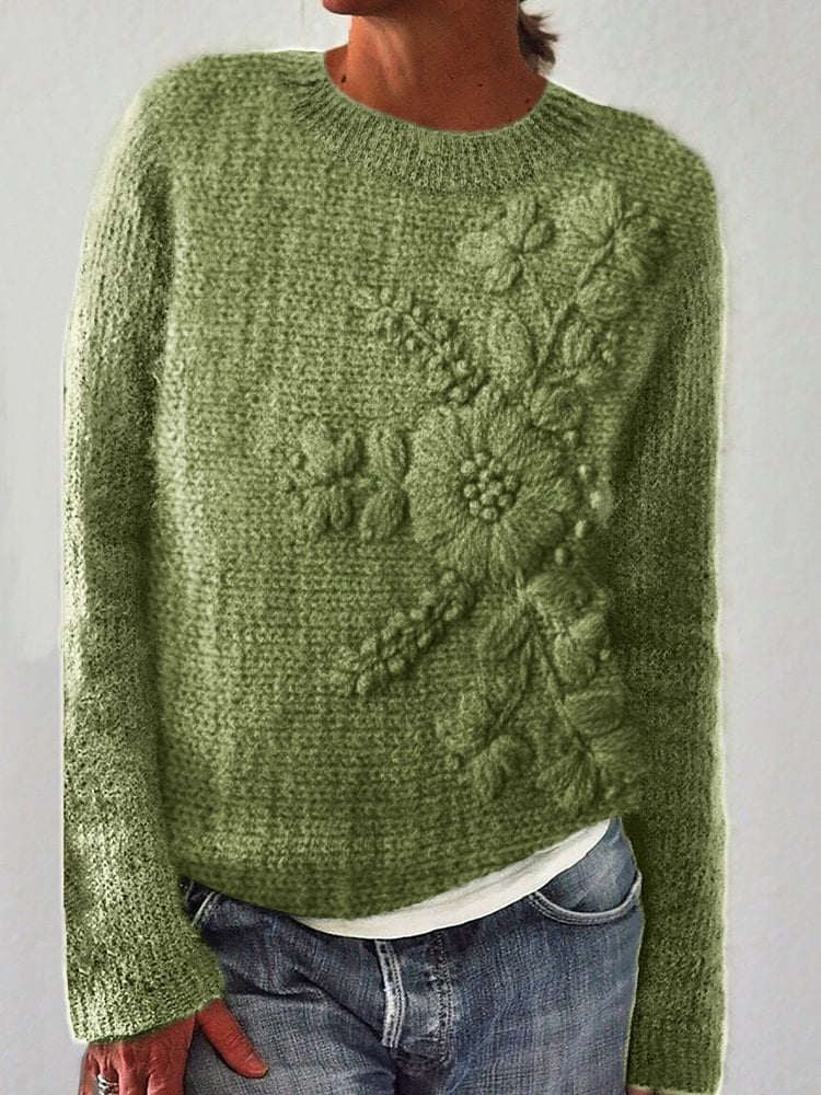 Women'S Elegant Floral 3d Art Comfortable Sweater