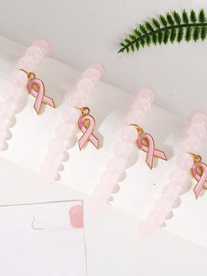 Women's Breast Cancer Awareness Natural Crystal Bracelet