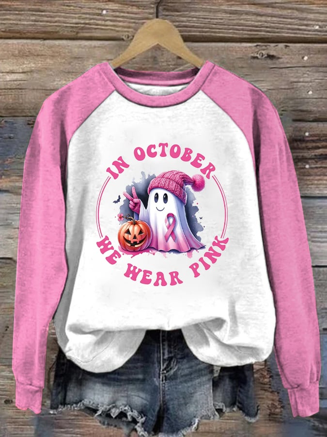 Women's In October We Wear Pink Printed Sweatshirt