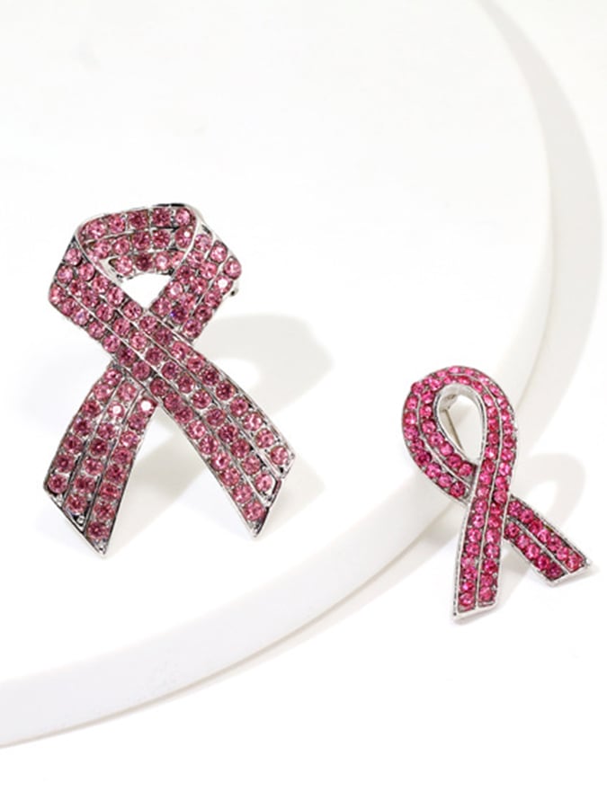 Women's Diamond Pink Ribbon Breast Prevention and Treatment Promotion Sign Care Breast Cancer Breast Needle
