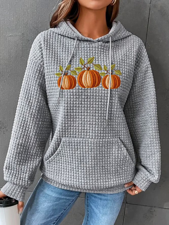 Women's Fall Pumpkin Check Hoodie