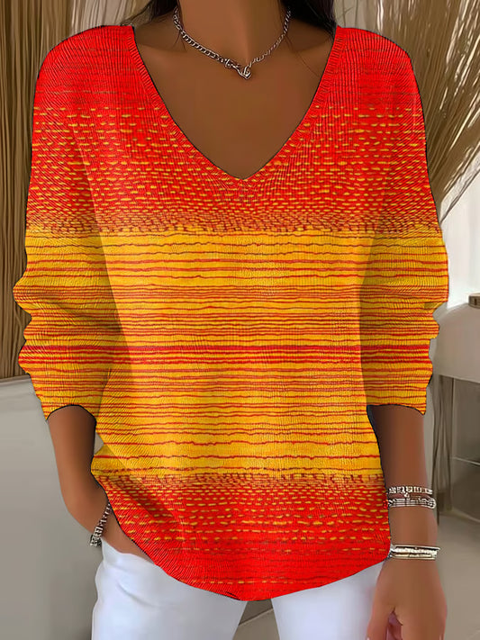 Women's Retro Autumn Art Print Drop Shoulder Sweater