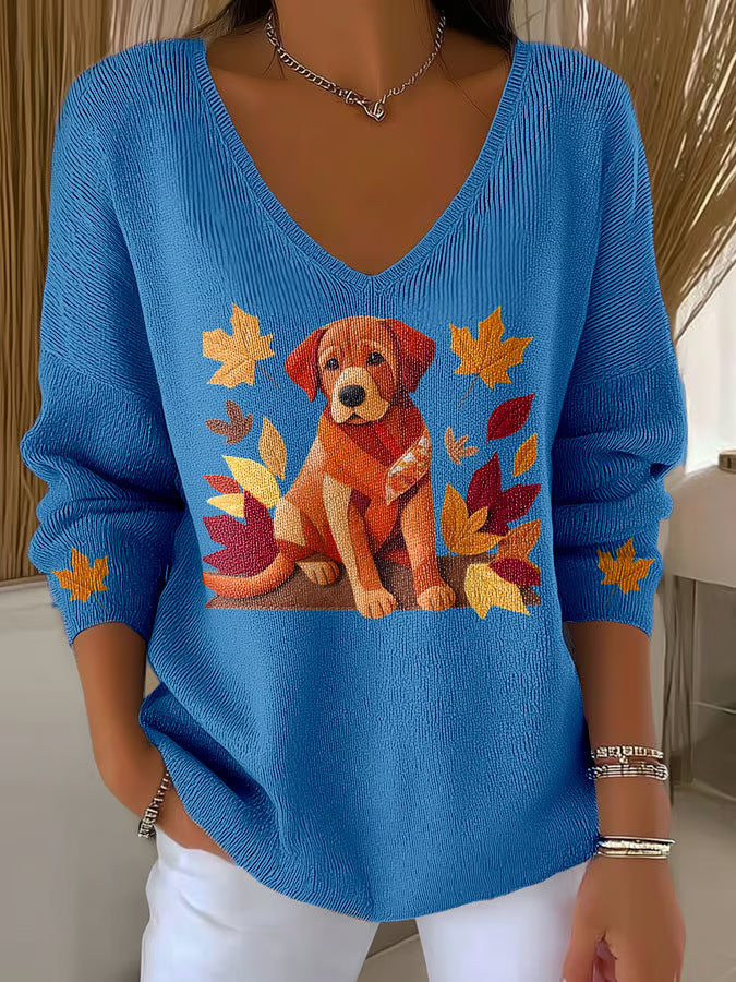 Women's Cute Dog Print Long Sleeve Top