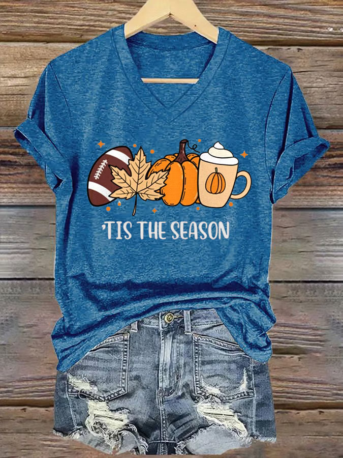Women's Tis The Season  Print V-Neck T-Shirt
