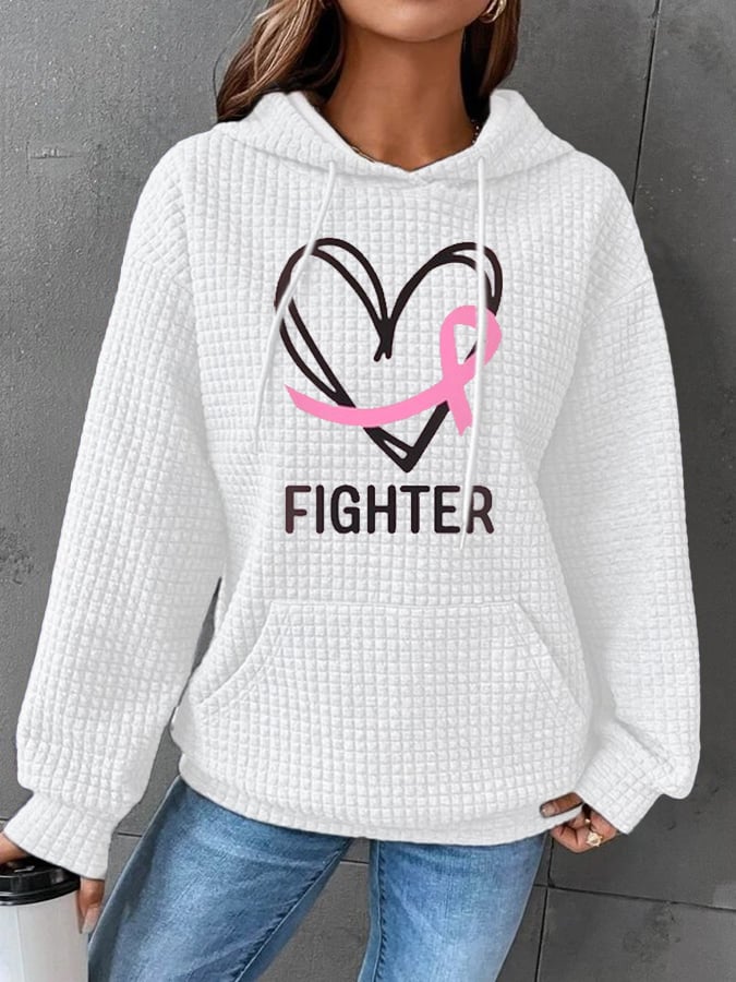 Women's Breast Cancer Awareness Printed Casual Hoodie