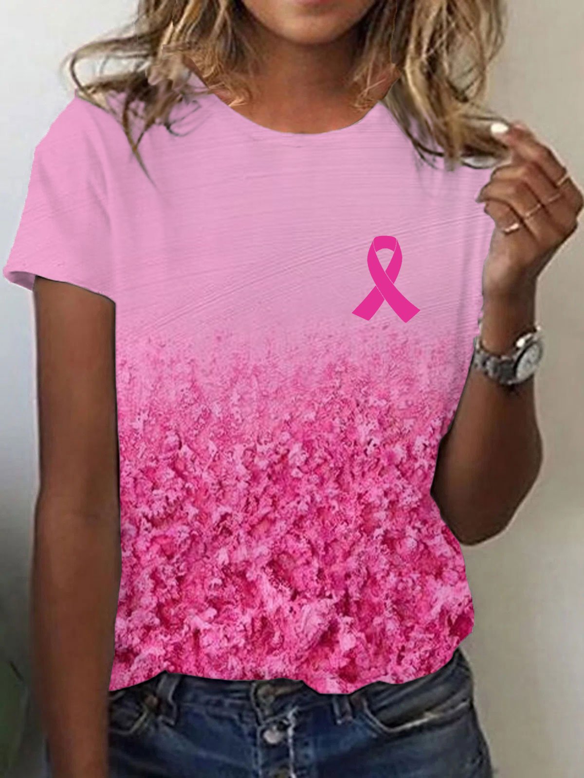 Women's Breast Cancer Awareness Pink Ribbon T-Shirt