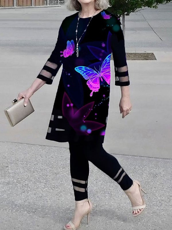 Personalized Butterfly Print Ladies Suit