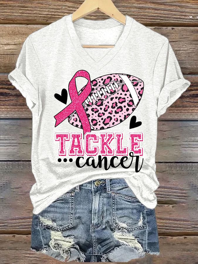 Women's Breast Cancer Awareness Print Casual T-Shirt