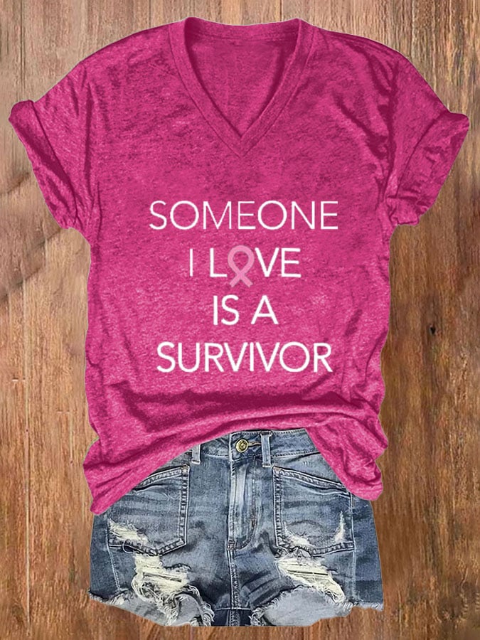 Women's Breast Cancer Print Casual T-Shirt