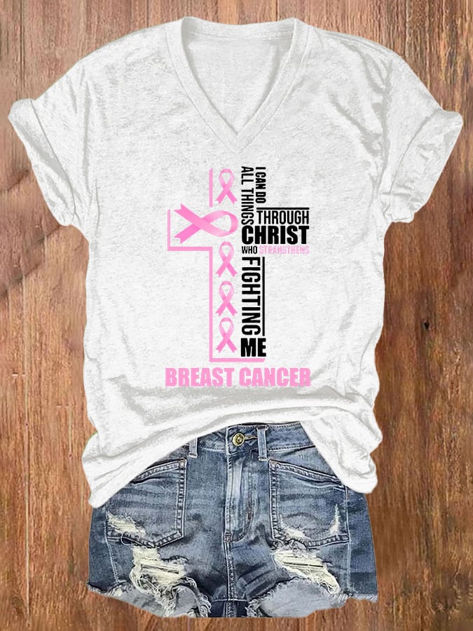 Women's Breast Cancer Casual Printed T-Shirt