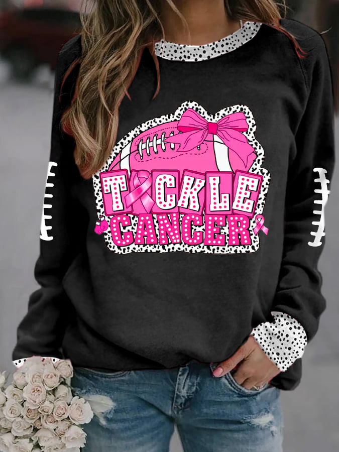 Women's Tackle Cancer Football Gameday Breast Cancer Awareness Sweatshirt