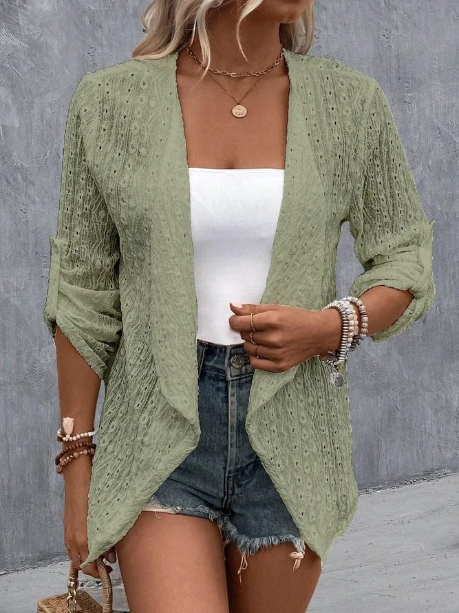 Women's Pink Casual Lace Cardigan