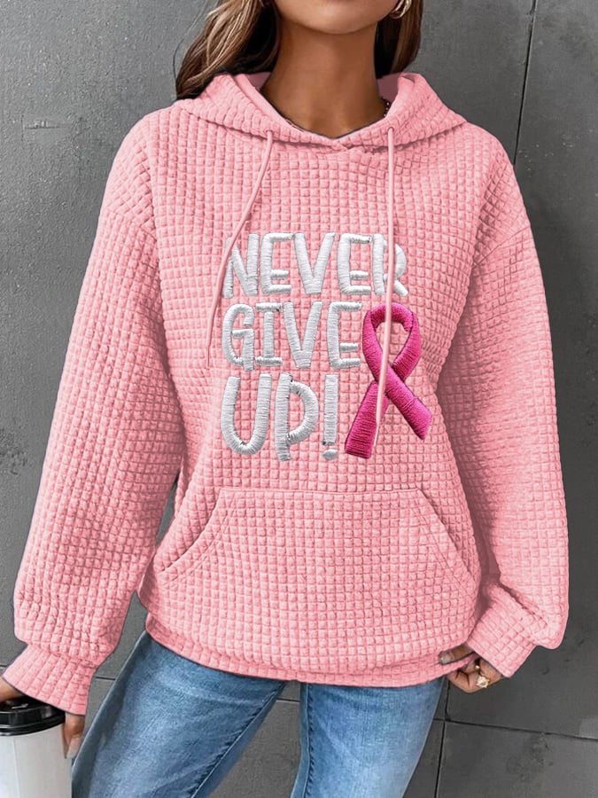 Women's Never Give Up Print Hoodie Long Sleeve Sweatshirt