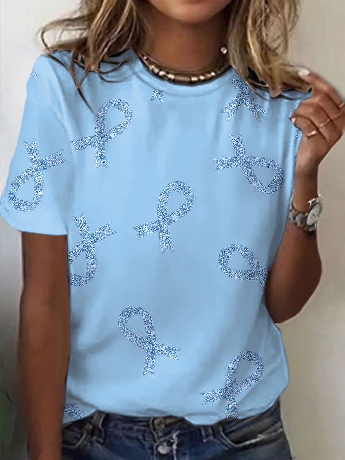 Women's Breast Cancer Awareness Print Casual T-Shirt