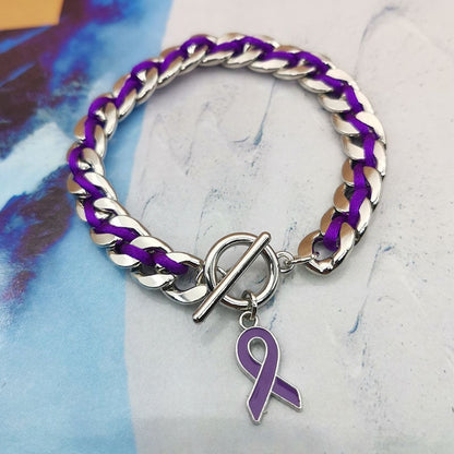 Braided Purple Ribbon Bracelet