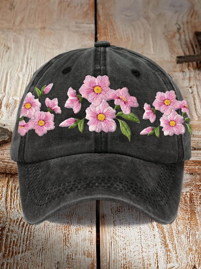 Unisex Floral Embroidered Hat