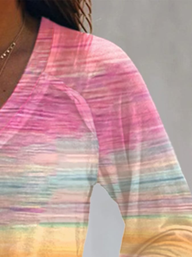Women's Breast Cancer Print Long Sleeve Casual T-Shirt