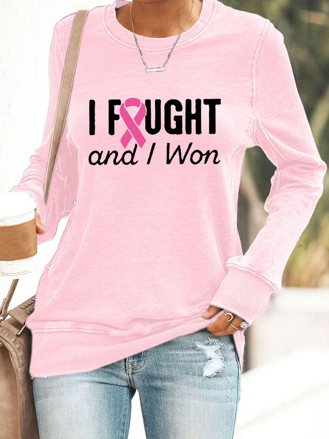 Women's I Won Breast Cancer Awareness Crew Neck Sweatshirt