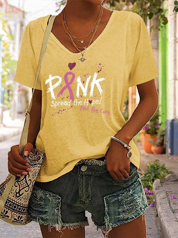 Women's Breast Cancer Awareness Printed T-Shirt