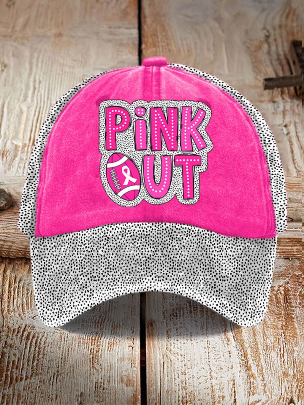 Unisex Pink Out Football Breast Cancer Print Hat