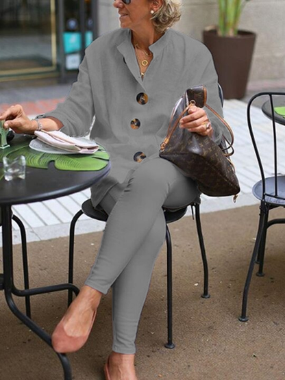 Pure Color Simple Cotton Women's Suits