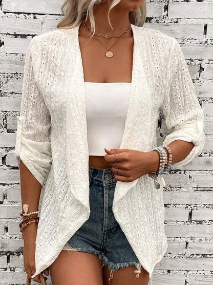 Women's Pink Casual Lace Cardigan