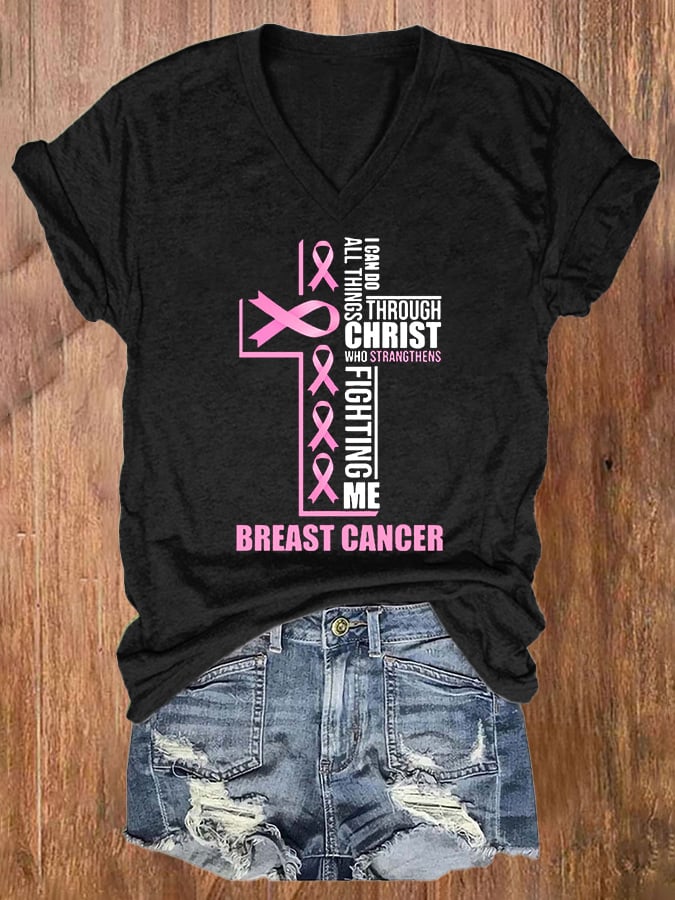 Women's Breast Cancer Casual Printed T-Shirt