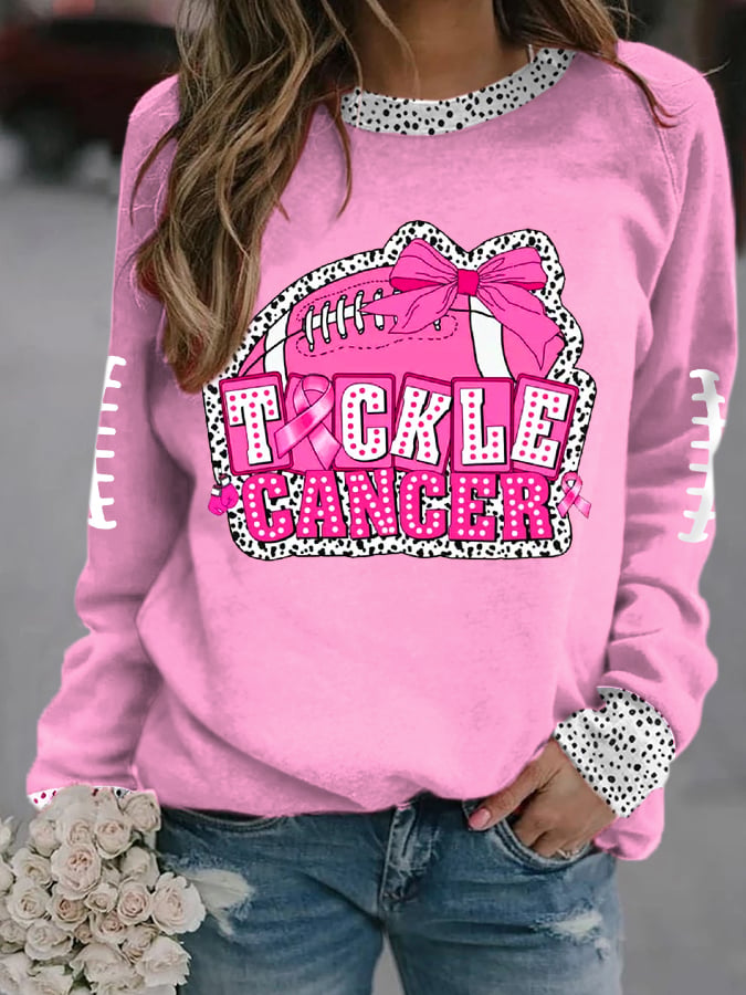 Women's Tackle Cancer Football Gameday Breast Cancer Awareness Sweatshirt
