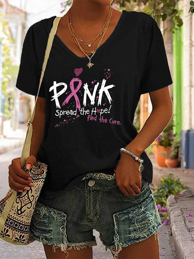 Women's Breast Cancer Awareness Printed T-Shirt