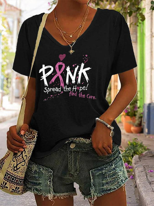 Women's Breast Cancer Awareness Printed T-Shirt