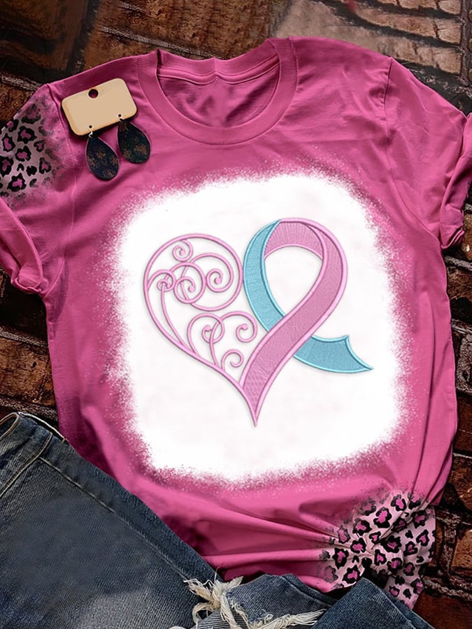 Women's Breast Cancer Awareness Printed Casual T-Shirt
