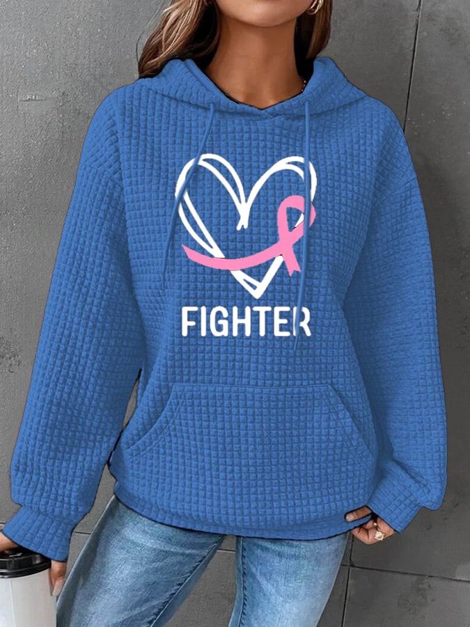 Women's Breast Cancer Awareness Printed Casual Hoodie