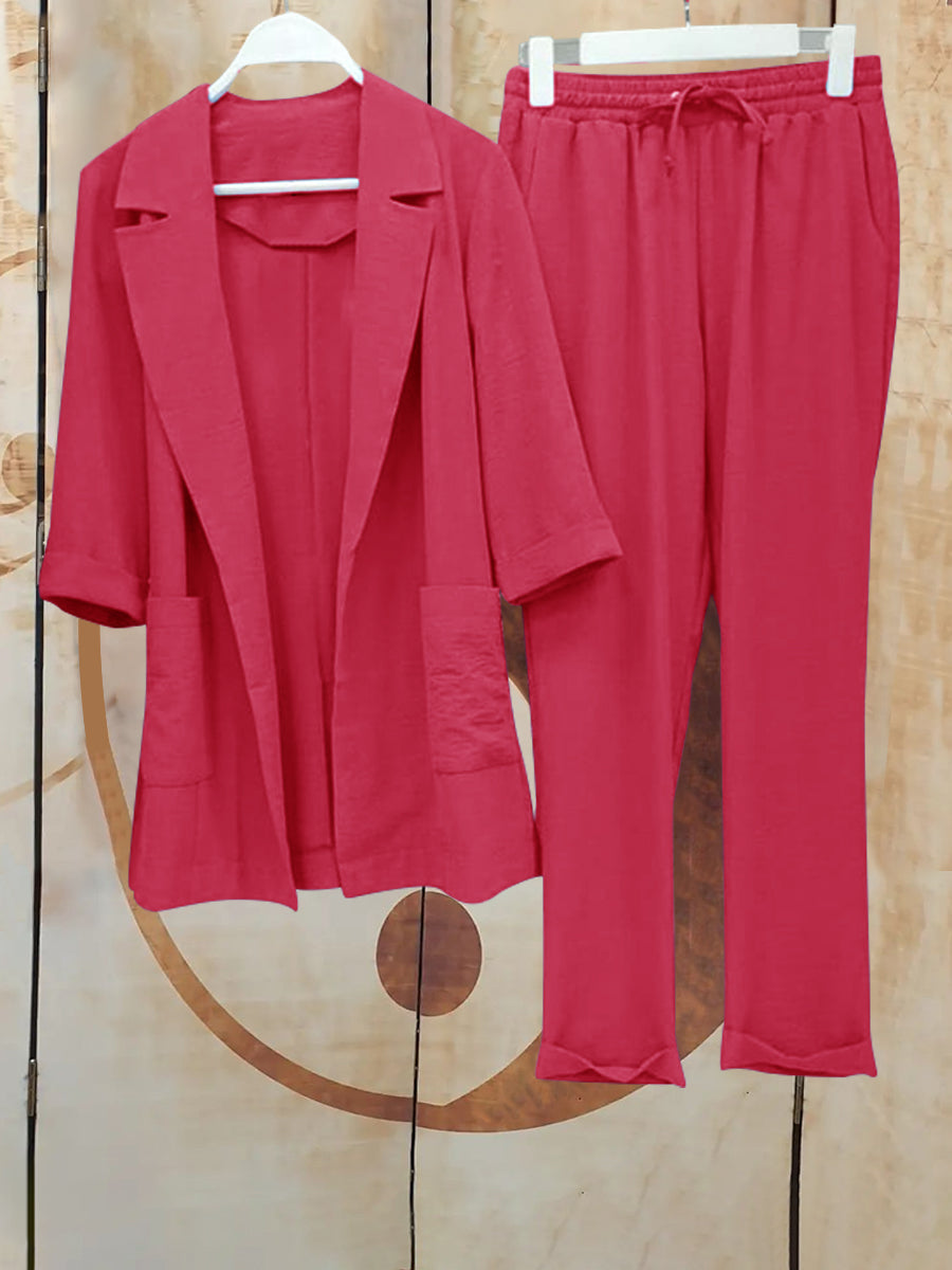 Women Fashion Solid Color Two-piece Suit