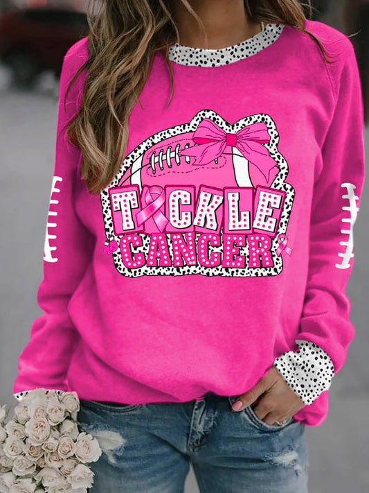 Women's Tackle Cancer Football Gameday Breast Cancer Awareness Sweatshirt