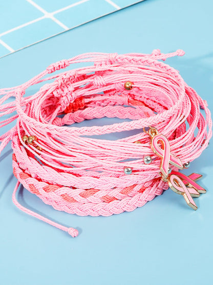 Women's Breast Cancer Awareness Braided Twist Bracelet
