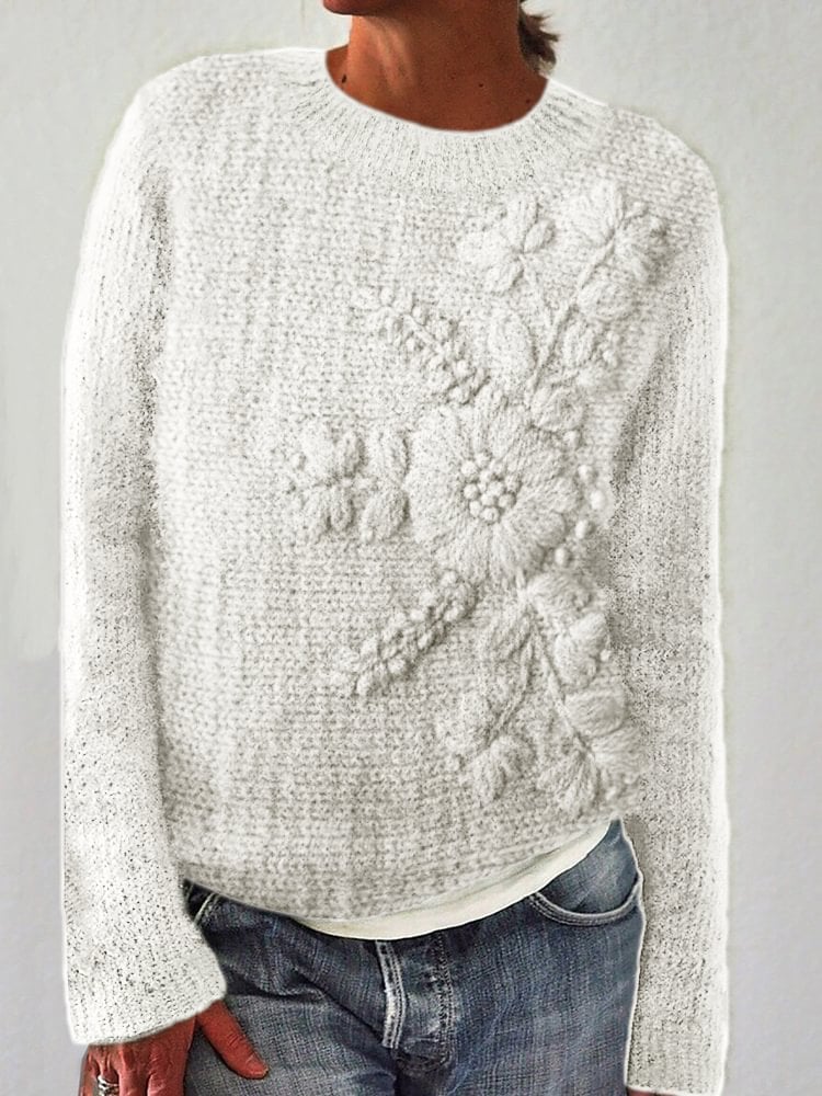 Women'S Elegant Floral 3d Art Comfortable Sweater