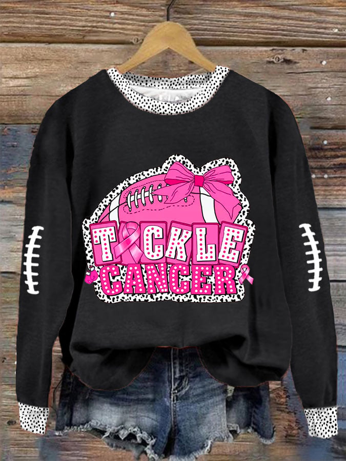 Women's Pink Out Tackle Cancer Football Gameday Breast Cancer Awareness Sweatshirt