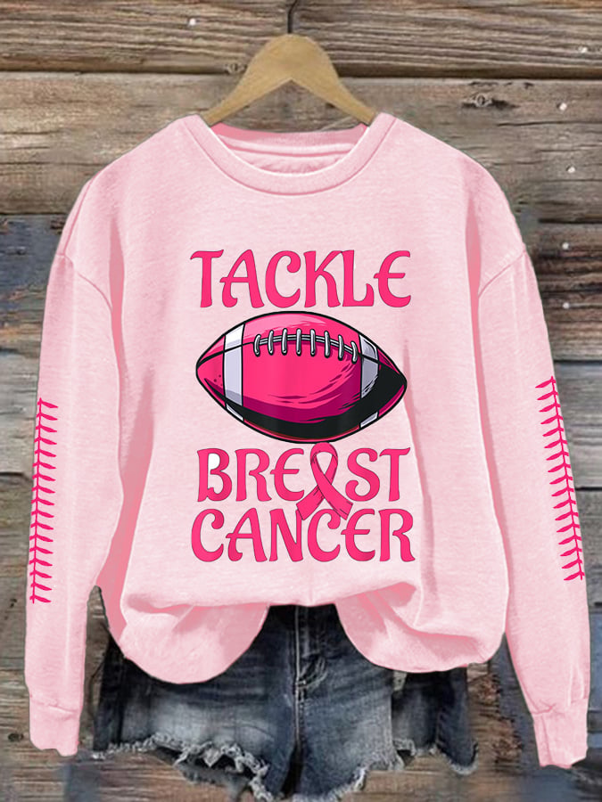Breast Cancer Casual Print Long Sleeve Sweatshirt