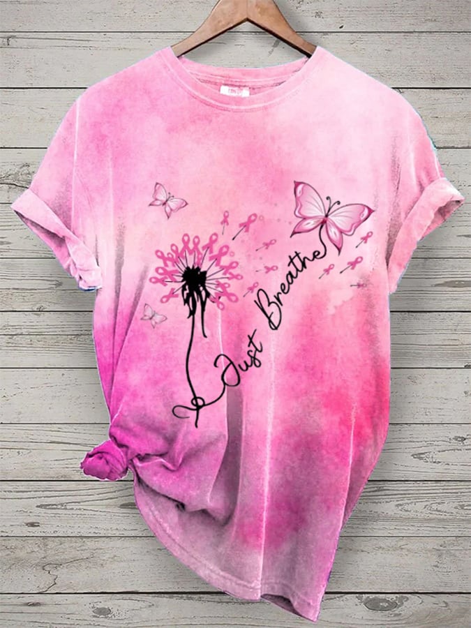 Women's Breast Cancer Awareness Printed Casual T-Shirt