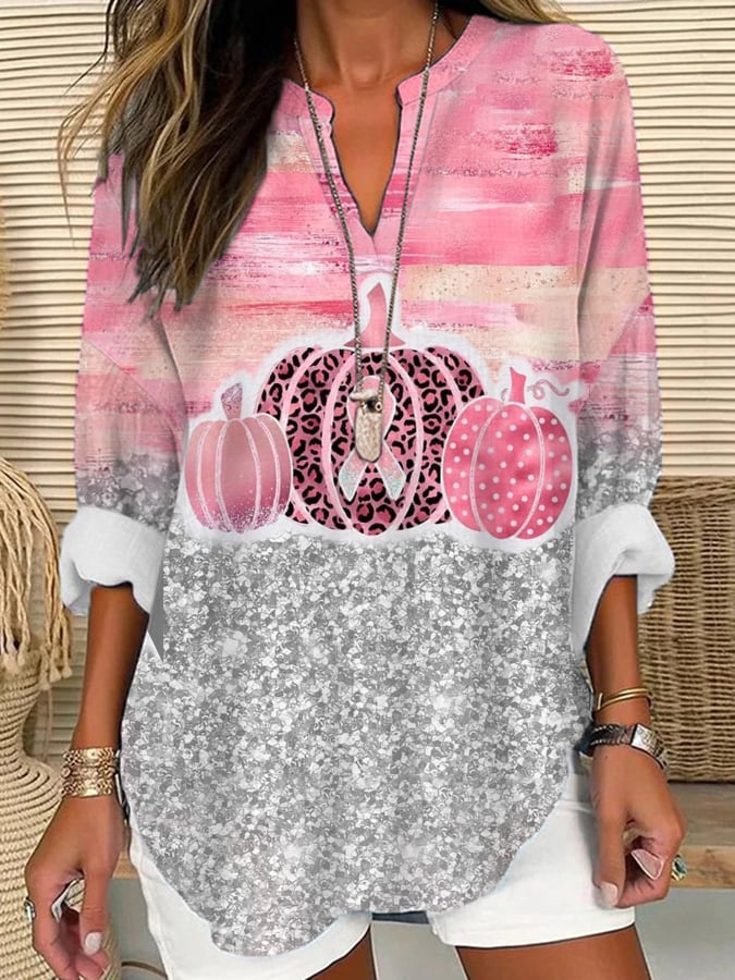 Women's Breast Cancer Awareness Printed Blouse