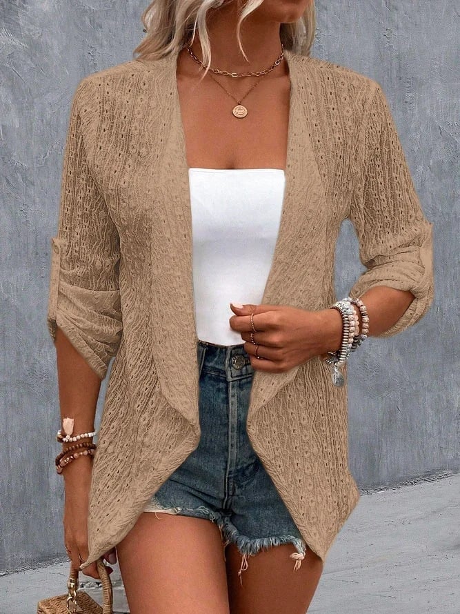 Women's Pink Casual Lace Cardigan