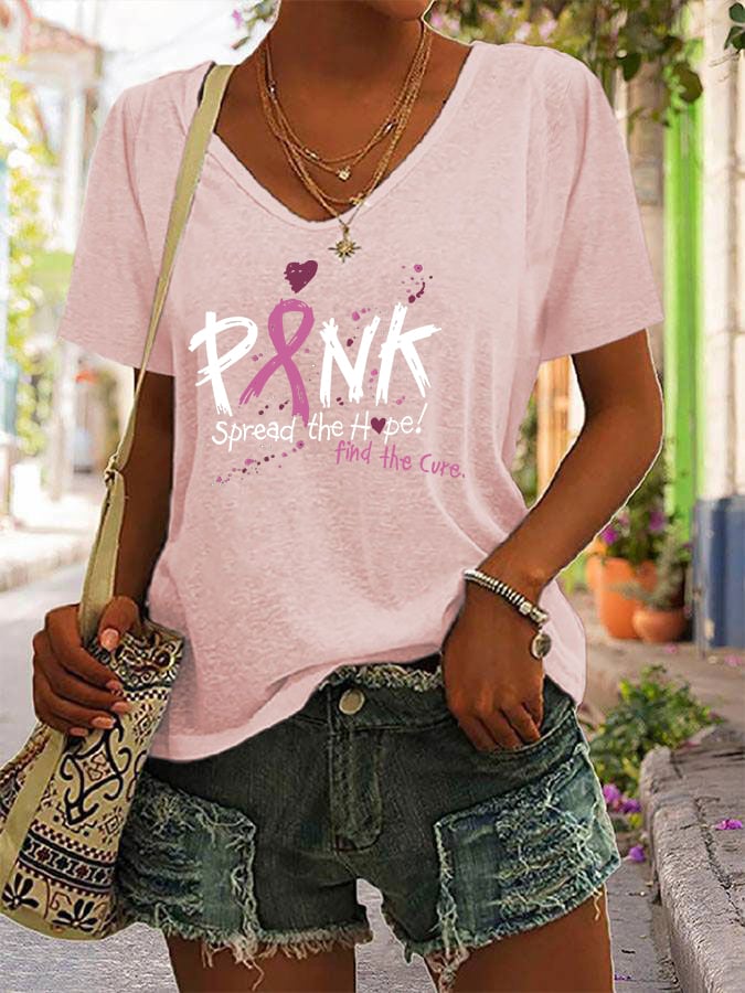 Women's Breast Cancer Awareness Printed T-Shirt