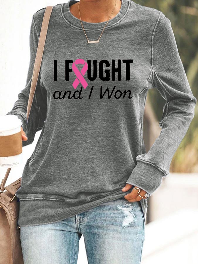 Women's I Won Breast Cancer Awareness Crew Neck Sweatshirt