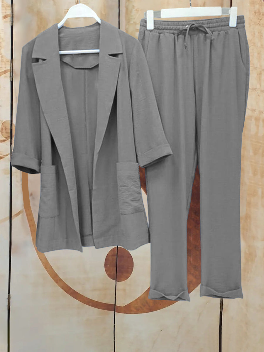 Women Fashion Solid Color Two-piece Suit