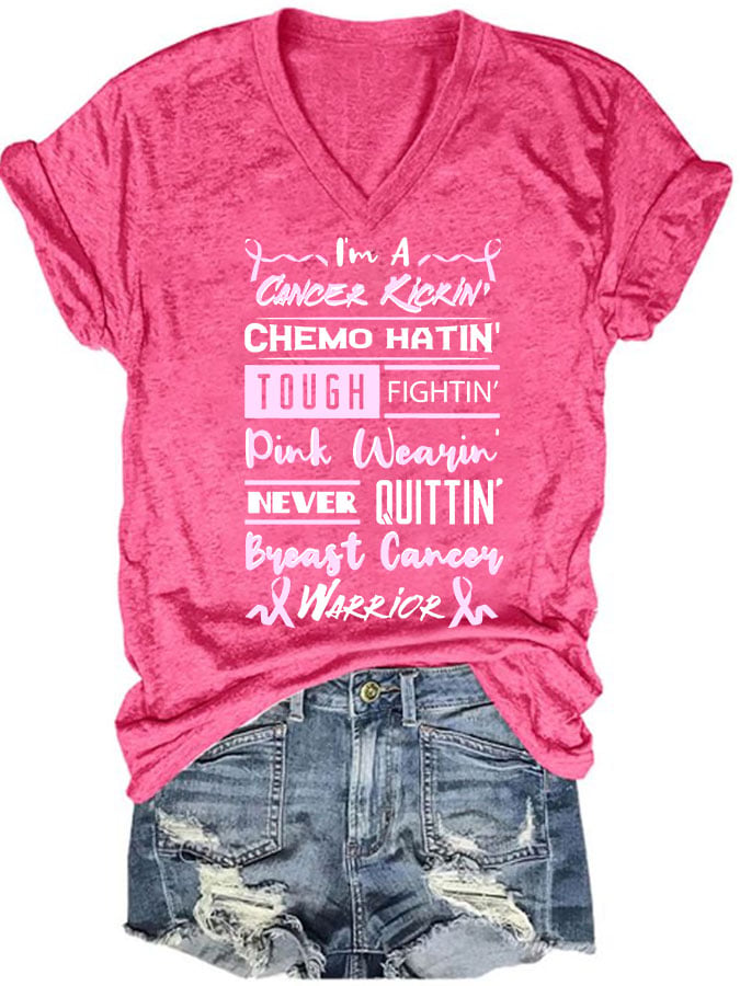 Women's Breast Cancer Print Casual T-Shirt